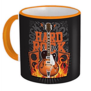 Hard Rock And Roll Gitarre Feuer Lautsprecher Musik Kunstdruck Becher Geschenk Musiker Karte