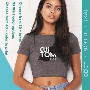 Personalized Women&#39;s Crop Tee Retro Shirts Custom Crop Top Customized Sport Running Gift For Her Casual Women&#39;s Tee Your Design Crop Shirt