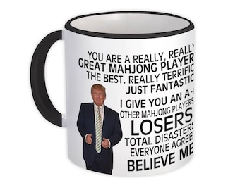 Gift for Mahjong Player Mug Gift Donald Trump Great Mahjong Player Funny Christmas