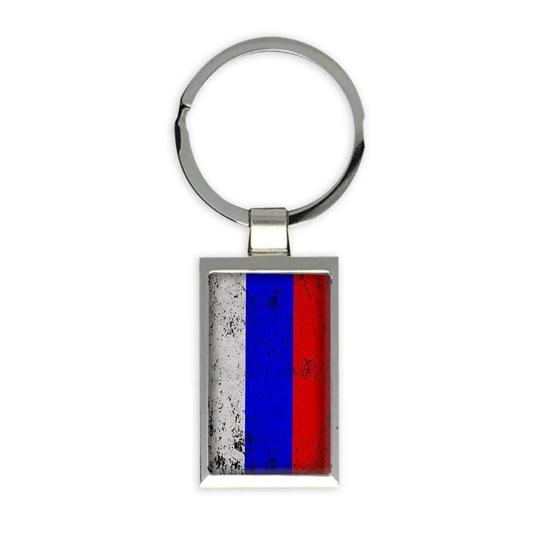 Russia Gift Rectangular Keychain Flag Retro Artistic Russian Expat ...