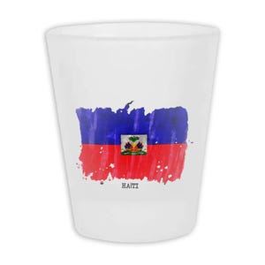 Haiti Flag Frosted Shot Glass Gift Country Name Original