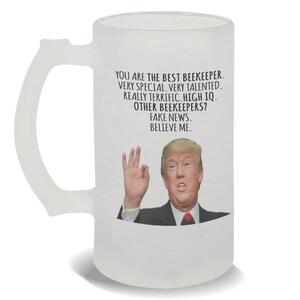BEEKEEPER Funny Trump Frosted Beer Mug Gift Best BEEKEEPER Birthday Christmas Jobs