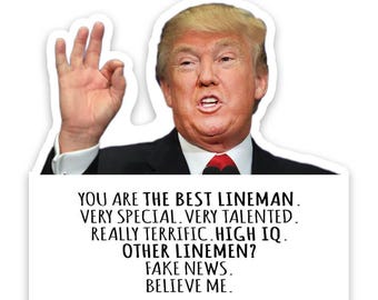 LINEMAN Funny Trump Sticker Gift Best LINEMAN Birthday Christmas Jobs