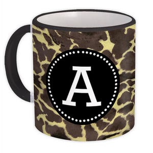 Taza con jirafa y letras de la A a la Z: taza de café con monograma y estampado animal, idea de regalo de safari personalizada