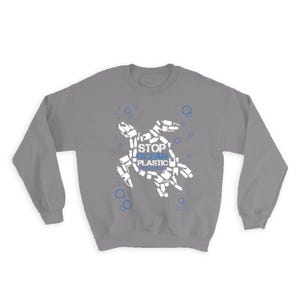 Eco Stop Ocean Plastic Pollution Sweatshirt Gift Papier kraft Tortue Recycler Respectueux de la nature