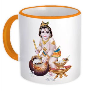 Vintage Baby Krishna Art Mug Gift Hindu Hinduism Religion India God Lord Devotional Poster