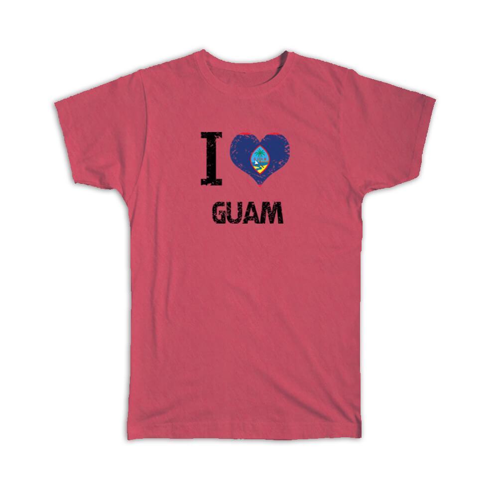 I Love Guam T-shirt Gift Heart Flag Country Crest Guamanian Expat