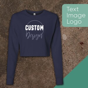 Cropped Sweatshirt With Print - Navy main image 1