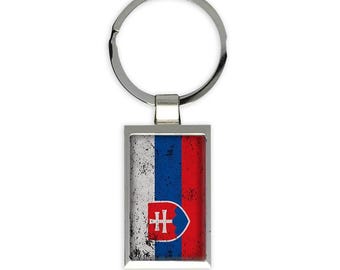 Slovakia Gift Rectangular Keychain Flag Retro Artistic Slovak Expat Country