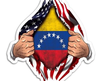 Venezuela Sticker Gift Flag USA Chest American Venezuelan Expat Country