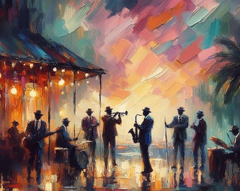 10x10, 12x12, 16x16, 20x20, New Orleans Jazz Fine Art Print, Jazzy New Orleans inspired print,acrylic,bayou,mardi gras,Giclee print,Fine Art