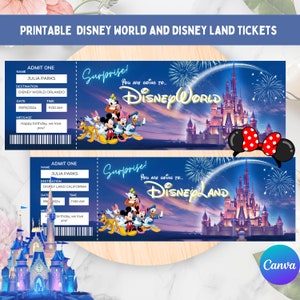 Bearbeitbares Disneyworld-Eintrittskarte, Disneyland-Eintrittskarte, bearbeitbares Ticket, Überraschungsticketgeschenk, Andenkenticket, herunterladbares Freizeitparkticket