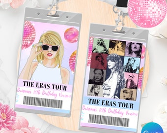 Eras Tour VIP Party Pass Editable Taylor Swift Eras Birthday Instant Download, Eras Party Pass Invitation Swiftie Party Favors Template