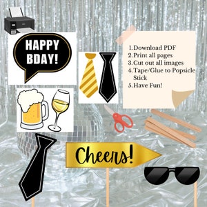 Printable 40th Birthday Photo Booth Props Printable for Her Him 40 ...