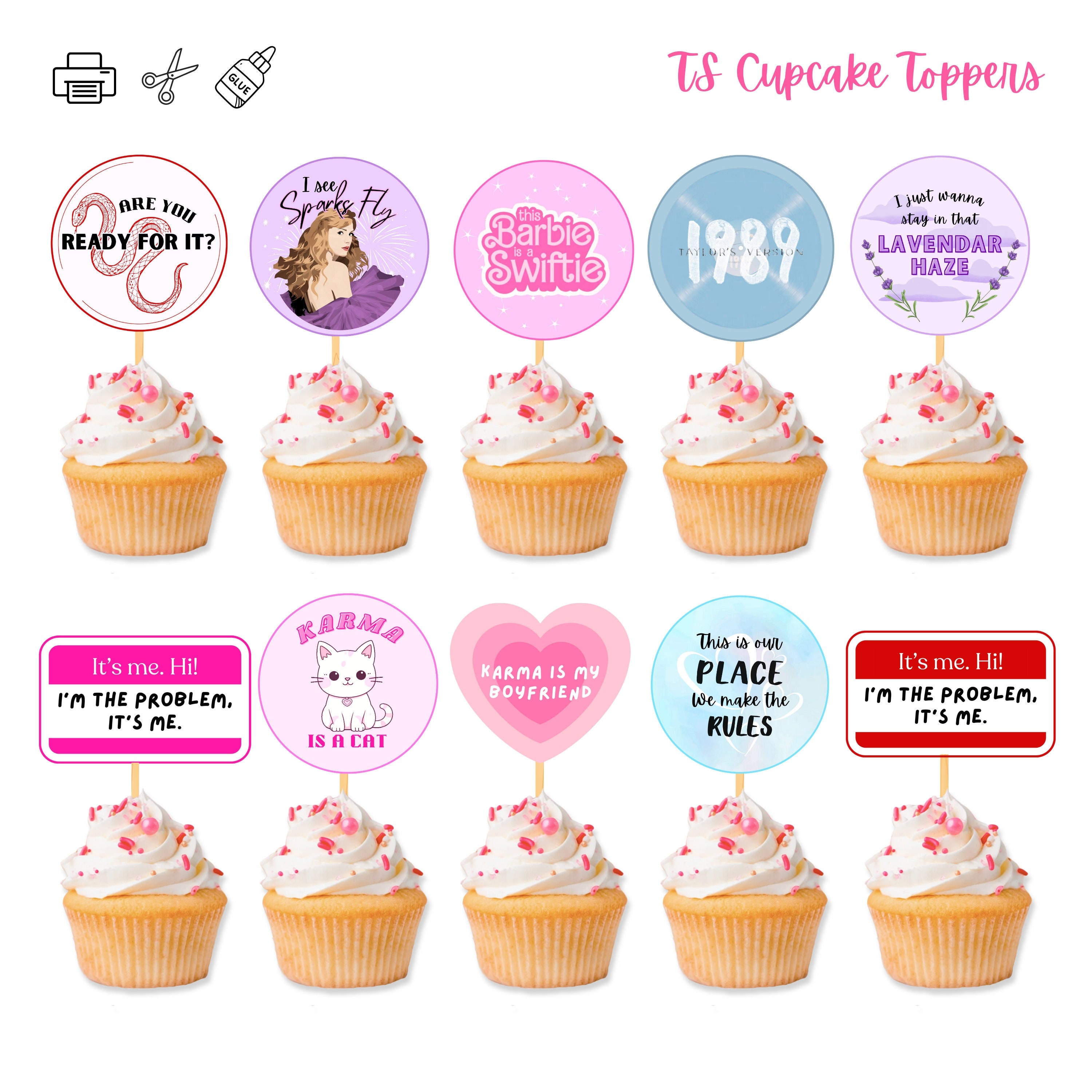 Taylor Swift Cupcake Toppers Printable - Il Fullxfull.5755191645 Ru5a