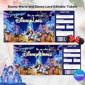 Bearbeitbares Disneyland Ticket, Disneyworld Ticket, bearbeitbares Ticket, Überraschungsticketgeschenk, Andenkenticket, herunterladbares Freizeitparkticket