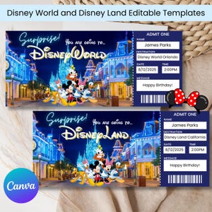 Editable Disneyland Ticket, Disneyworld Ticket, Surprise Editable Ticket, Surprise Ticket Gift, Keepsake Ticket, Downloadable Ticket