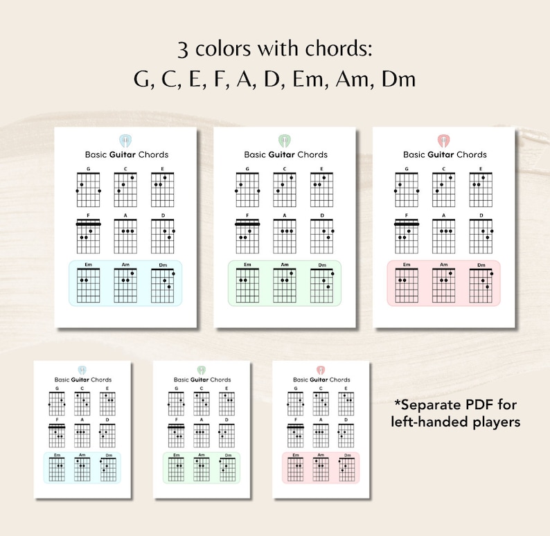 Beginner Guitar Chords, Digital PDF for Guitar Beginners, Guitar ...