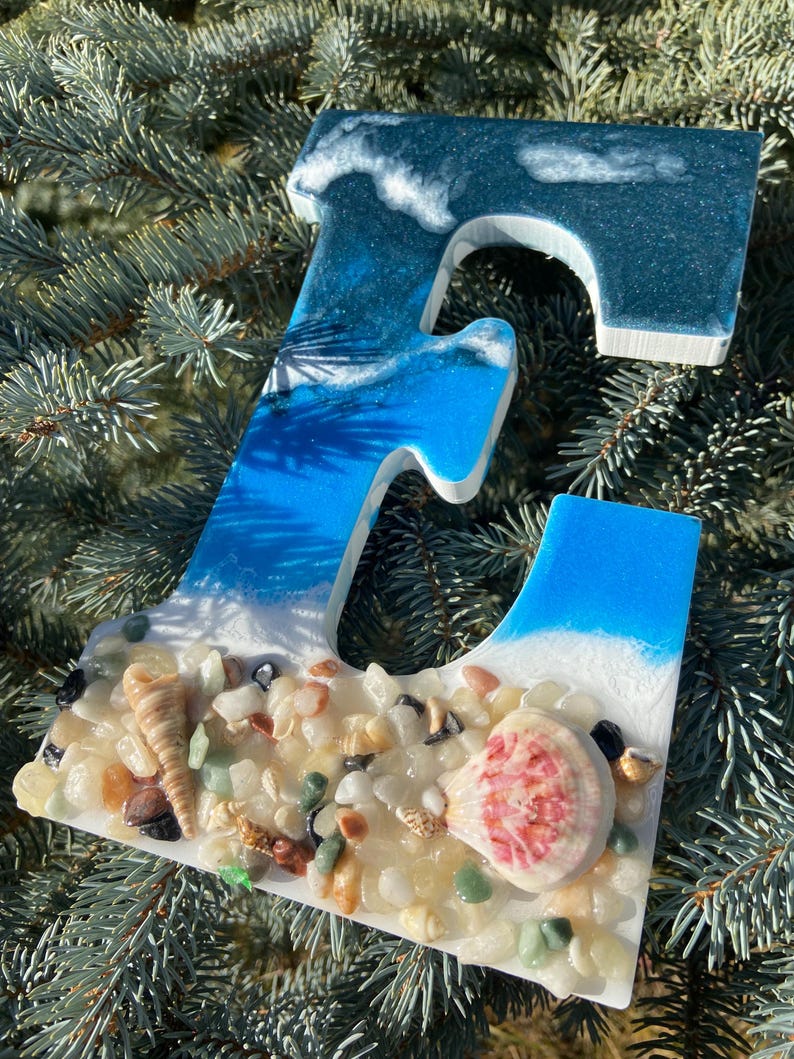 Custom Beach Themed Letter Art | Monogram Initial Decor | Coastal Decor ...