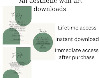 El Camino, La Verdad, La decoración de la pared de la vida/ Descarga digital/ descarga instantánea/ Arte de la pared del versículo bíblico/ arte moderno de la pared/ imprimibles de las Escrituras