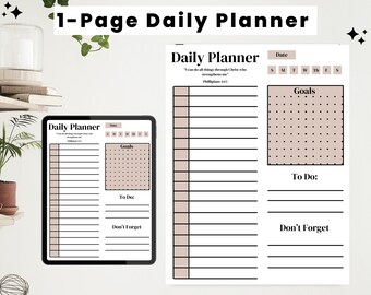 Planificador diario con versículo bíblico/ Filipenses 4:13 versículo/Colores neutros/Descarga digital/Imprimible/ Planificador diario/Planificador diario de color neutro