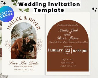 Invitación de boda personalizable/ Descarga digital/ Descarga instantánea/ Otoño/