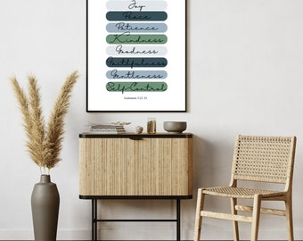 Gálatas 5:22-23 decoración de pared/Descargas digitales/descarga instantánea/ Arte de pared moderno/ Arte de pared de versículos bíblicos/ imprimibles de las Escrituras