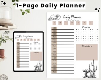 Planificador diario occidental/ Descarga digital/ Imprimible/ Planificador diario/ Planificador digital diario occidental/color neutro