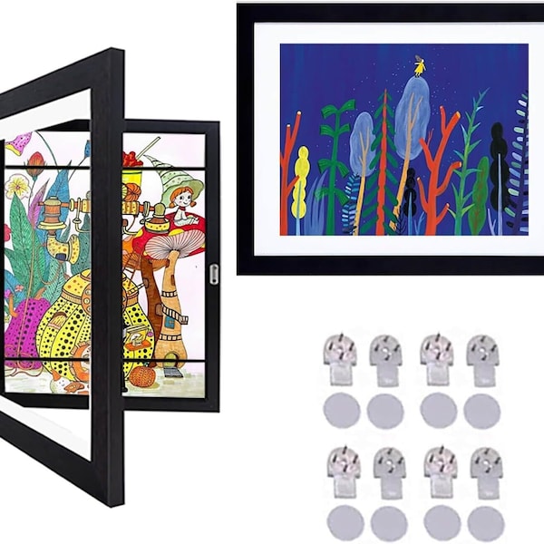 Kids Art Frames 9.5x13 Kids Artwork Frames - Set of 2 Changeable, Black Artwork Display Storage Frame for Wall