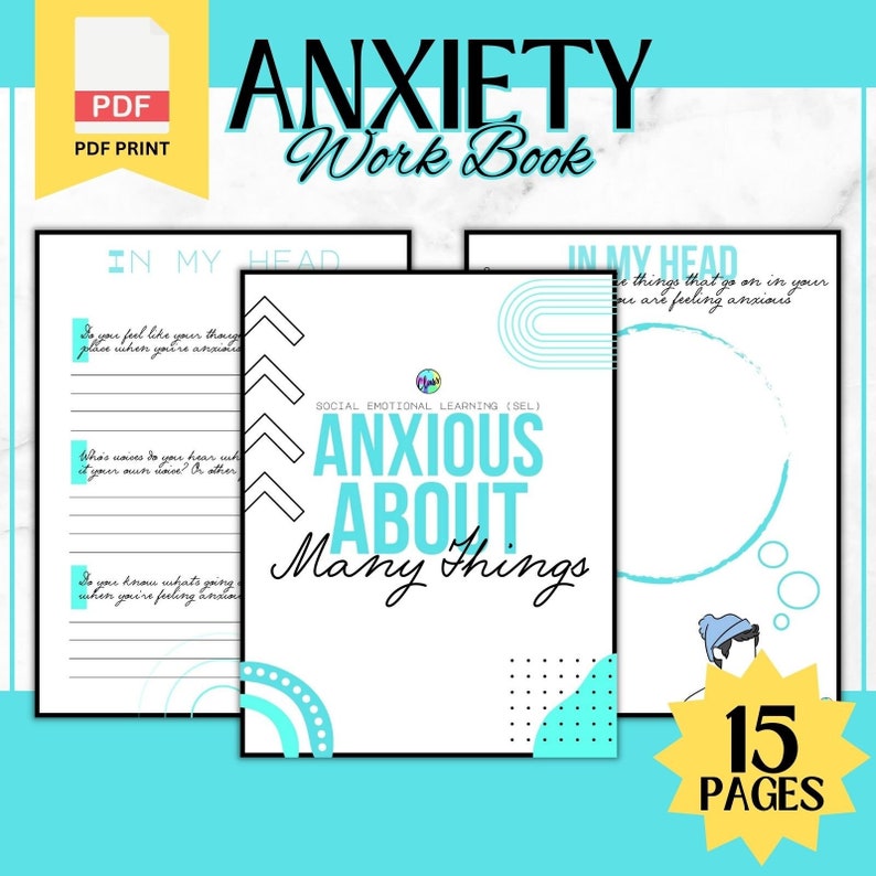 Anxiety Workbook Printable PDF Social Emotional Learning &amp; Mindfulness ...