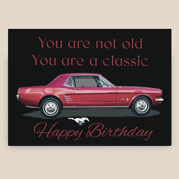 Ford Mustang Birthday Card, Classic Car Card Personalize for Dad, Husband ,Grandpa, Ford Mustang lovers, and More!