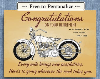 Harley Davidson Retirement Card: FREE to Personalize Inside -  Motorcycle Congratulations,