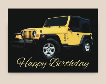 Tarjeta de cumpleaños Jeep, personalice esta tarjeta Jeep Wrangler, ideal para un amante de los automóviles, un esposo, una esposa o cualquier persona que ame los Jeeps.