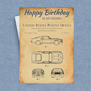Carte d'anniversaire Mustang, cette carte d'art brevetée Mustang est parfaite pour le père, le mari, le grand-père, les amateurs de Ford Mustang et plus encore !