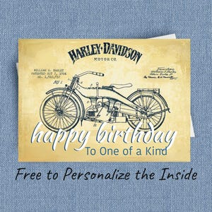 Carte d'anniversaire Harley-Davidson, personnalisez cette carte de moto ou de motard pour un mari, un père, un frère ou un ami