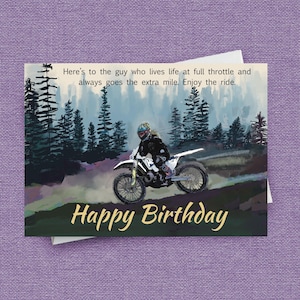 Motorcycle Birthday Card, This Dirt Bike Birthday card is perfect for the Motocross biker or Racer in your life, Free to Personalize Inside