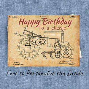 Carte d'anniversaire tracteur, idéale pour un agriculteur ou un fan de tracteur - une superbe carte rétro pour un mari, un père, un grand-père, personnalisable à l'intérieur