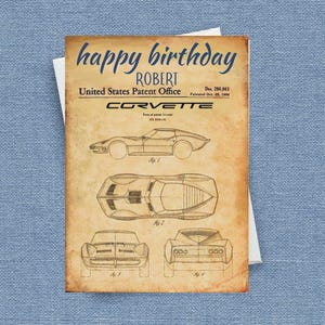 Carte d'anniversaire Corvette, personnalisez votre carte de voiture classique pour papa, mari, grand-père, amateurs de Corvette et plus encore !