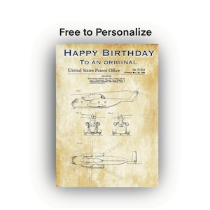Helicopter Birthday Card  •  Pilot, Aviation, Military Gift, Vintage Aircraft - FREE to Personalize Inside