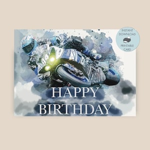 Druckbare Dirt Bike Karte, Instant Download Motorrad oder Motocross Geburtstagskarte für einen Sohn, Enkel, Bruder, Neffen oder Freund