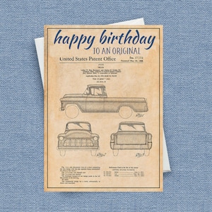 Carte d'anniversaire pick-up Chevrolet, impression brevet de carte de camion Chevrolet - une carte de camion classique ou vintage pour lui