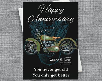 Harley-Davidson-Jubiläumskarte für Ehemann oder Ehefrau, einzigartige Motorrad-Jubiläumskarte
