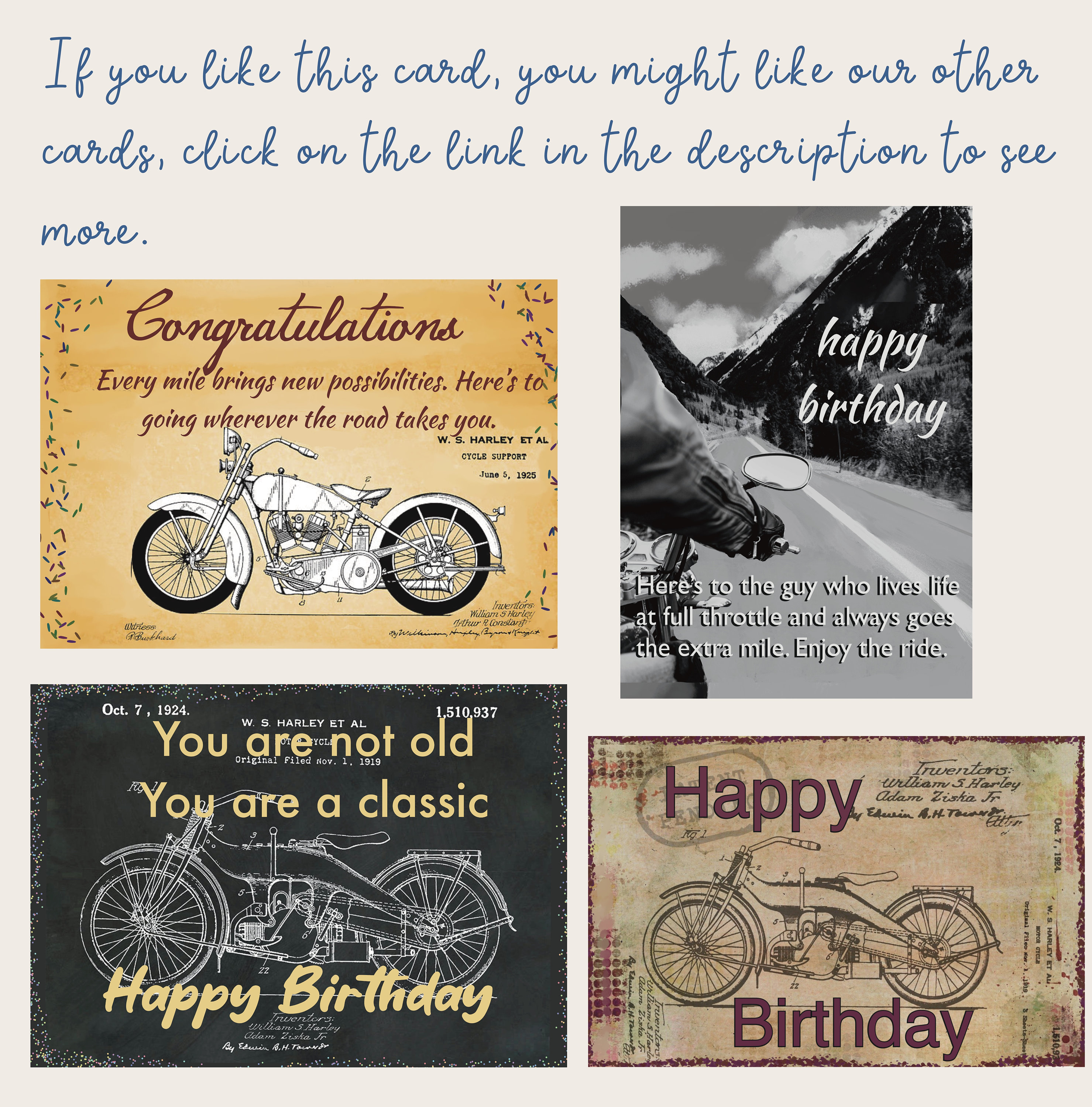 Harley Davidson Birthday Card, Personalize This Great Motorcycle or ...