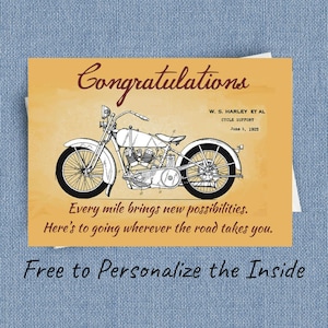 Carte de félicitations Harley-Davidson, grande remise de diplôme, retraite, nouvel emploi ou toute autre carte pour une occasion spéciale pour le motard, à personnaliser à l'intérieur