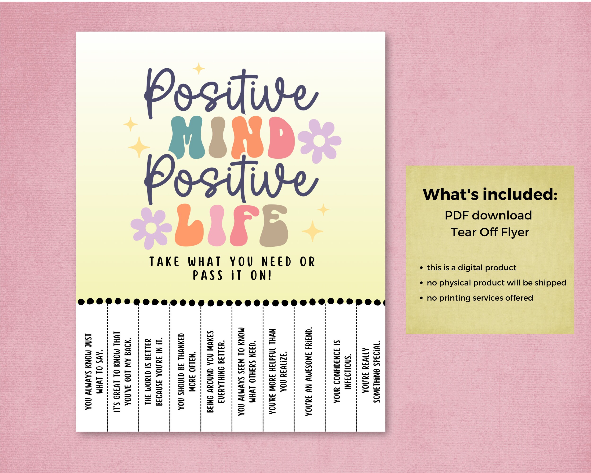 Compliment Tear off Flyer for School Counselors, Therapists, Teachers ...