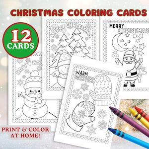 12 Weihnachtskarten zum Ausdrucken - Urlaub Handwerk für Kinder - Sofortige Download Geschenkideen - Kinder Geschenke für Eltern und Großeltern