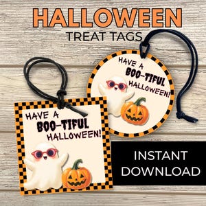 Printable Halloween Ghost Tags | Have a Boo-tiful Halloween | Instant Download | Party Favor Tags | Cute Pumpkin Stickers