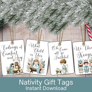 Charming Nativity Theme Gift Tags - 18 Printable Christmas Tags for All Your Gifts and Favors - Instant Download