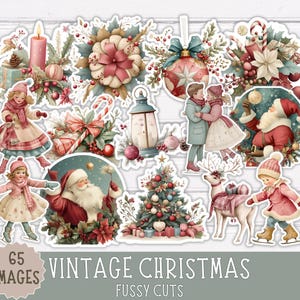 Vintage Christmas Fussy Cuts - Scrapbooking and Cardmaking - Digital Download - Winter Ephemera for Junk Journals