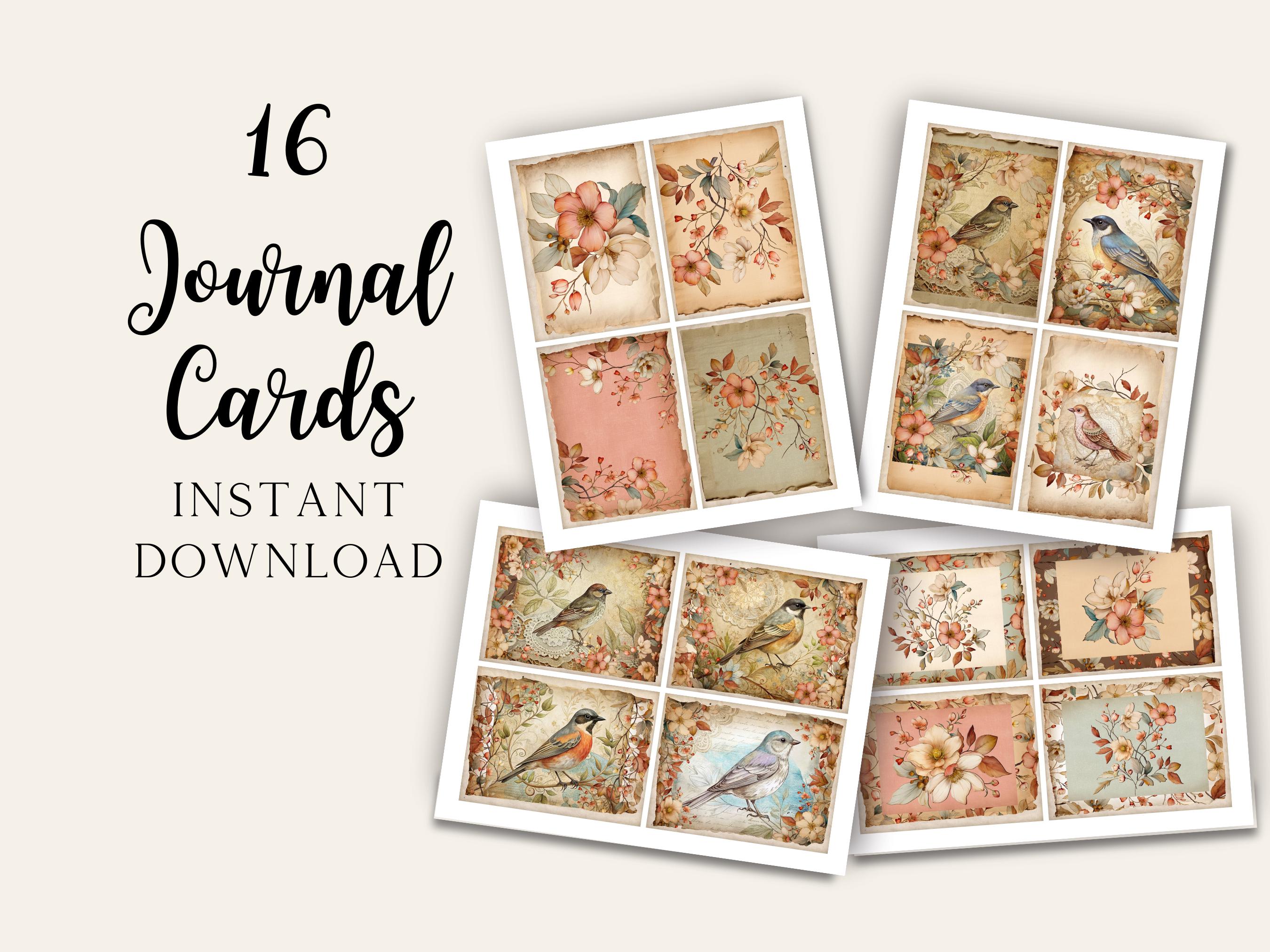 Junk Journal Printable Cards | Cottage Wildflower Ephemera | Vintage ...